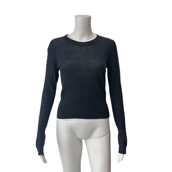 $195 Jenni Kayne Black Sheer Linen Cotton Sweater size XS - Picture 1 of 7